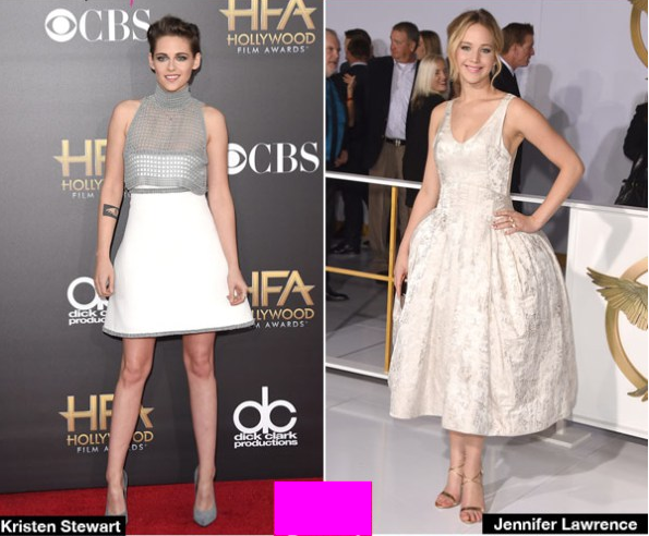 Robe-de-soirée-blanche-Kristen-Stewart-vs-Jennifer-Lawrence Robe de soirée blanche,qui porte mieux-Kristen Stewart vs Jennifer Lawrence