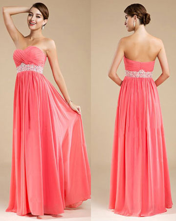 Robe soirée rose corail longue pour mariage