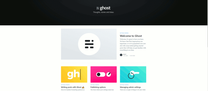 ghost headless cms on Rancher Shared frontend after install - default theme