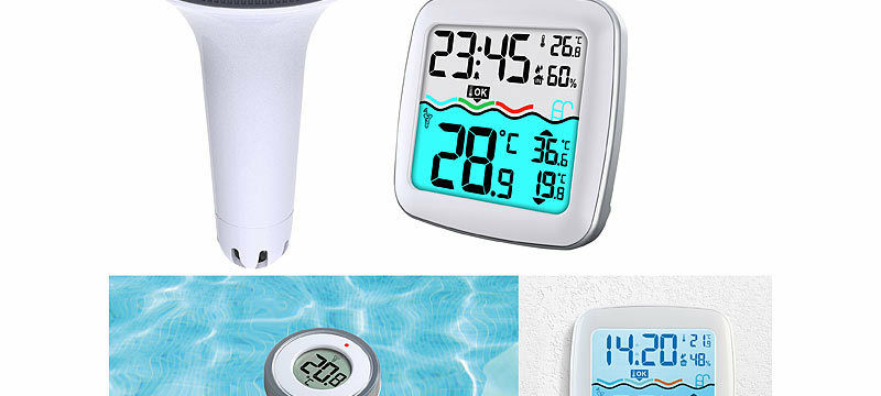 infactory Poolthermometer: Digitales Teich- & Pool-Thermometer